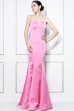 Pink Open Back Strapless Mermaid Sexy Prom Gown