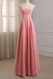 Candy Pink Strapless A-line Prom Evening Dress