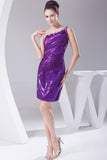 Regency Purple One Shoulder Sequined Mini Dress