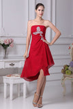 Red Strapless High Low Short Prom Homecoming Dress