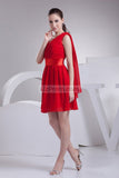 Red V-neck Chiffon Ruffled Little Red Dress