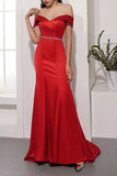 Red Off-the-Shoulder Mermaid Evening Dress