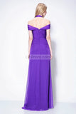 Regency Off-the-Shoulder Halter A-line Prom Evening Dress