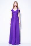 Regency Purple Off-the-Shoulder Chiffon Prom Bridesmaid Dress