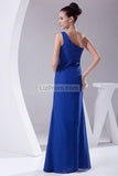 Royal Blue Cut Out Applique High Slit Evening Prom Dress