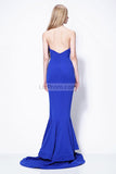 Royal Blue Strapless Ruffled Mermaid Prom Dress