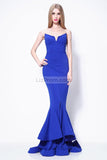 Royal Blue Strapless Ruffled Mermaid Prom Dress