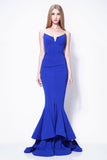 Royal Blue Sexy Strapless Ruffled Mermaid Evening Dress