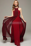 Sexy Burgundy Two-Tones Pleated Prom Long Dress