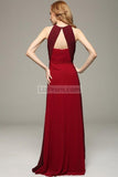 Sexy Burgundy Two-Tones Pleated Prom Long Dress