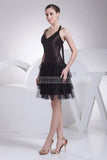 Sexy Halter Black Little Tulle A-line Dress For Prom