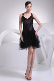 Sexy Halter Black Little Tulle A-line Dress For Prom