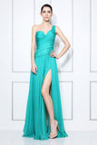 Sexy One Shoulder Thigh-high Slit Prom Dress