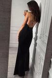 Sexy Backless V-neck Crisscross High Slit Evening Dress