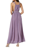 Sleeveless Lilac Deep V-Neck Prom Gown Evening Dress