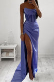 Sexy Strapless Corset High Slit Prom Dress Evening Gown