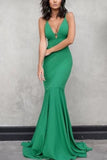 Sexy Hunter Mermaid Formal Dress V-neck Evening Gown