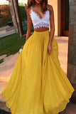 Sexy White And Yellow Two Piece Prom Dress Evening Gown