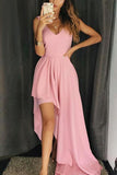 Simple Candy Pink V-neck Sleeveless Long Evening Prom Dress