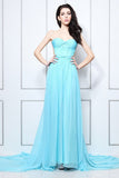 Sky Blue Strapless Sweet Heart Bridesmaid Prom Dress