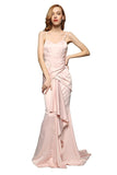 Sexy Soft Pink Spaghetti Straps Prom Evening Dress