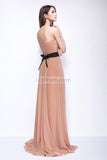 Strapless Chiffon Slit Bridesmaid Evening Dress