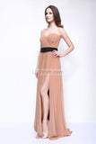 Strapless Chiffon Slit Bridesmaid Evening Dress