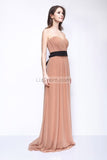 Strapless Chiffon Slit Bridesmaid Evening Dress