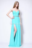 Strapless Thigh-high Slit Beaded Brideamaid Prom Dress