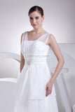 White A-line Beading Chiffon Floor Length Prom Dress