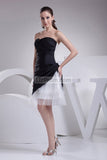 White And Black Strapless Sexy Mini Prom Dress