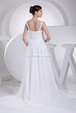 White Ruffled Beaded A-line Prom Evening Dress