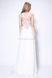 White See Through Chiffon Cut Out A-line Prom Dress