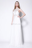 White See Through Chiffon Cut Out A-line Prom Dress