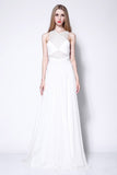 White See Through Chiffon Cut Out A-line Prom Dress