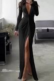 Sexy Plunging High Slit Column Prom Dress