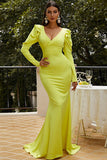 Chic Long Sleeve Mermaid V-Neck Evening Prom Dress