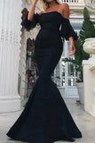 Black Off-the-shoulder Mermaid Evening Prom Dress