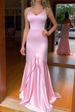 Cindy Pink Mermaid V-neck Evening Prom Dress