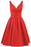 Red Sleeveless Simple A-Line Party Homecoming Dress