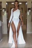 Sexy White Two High Slits Cut Out Evening Dress